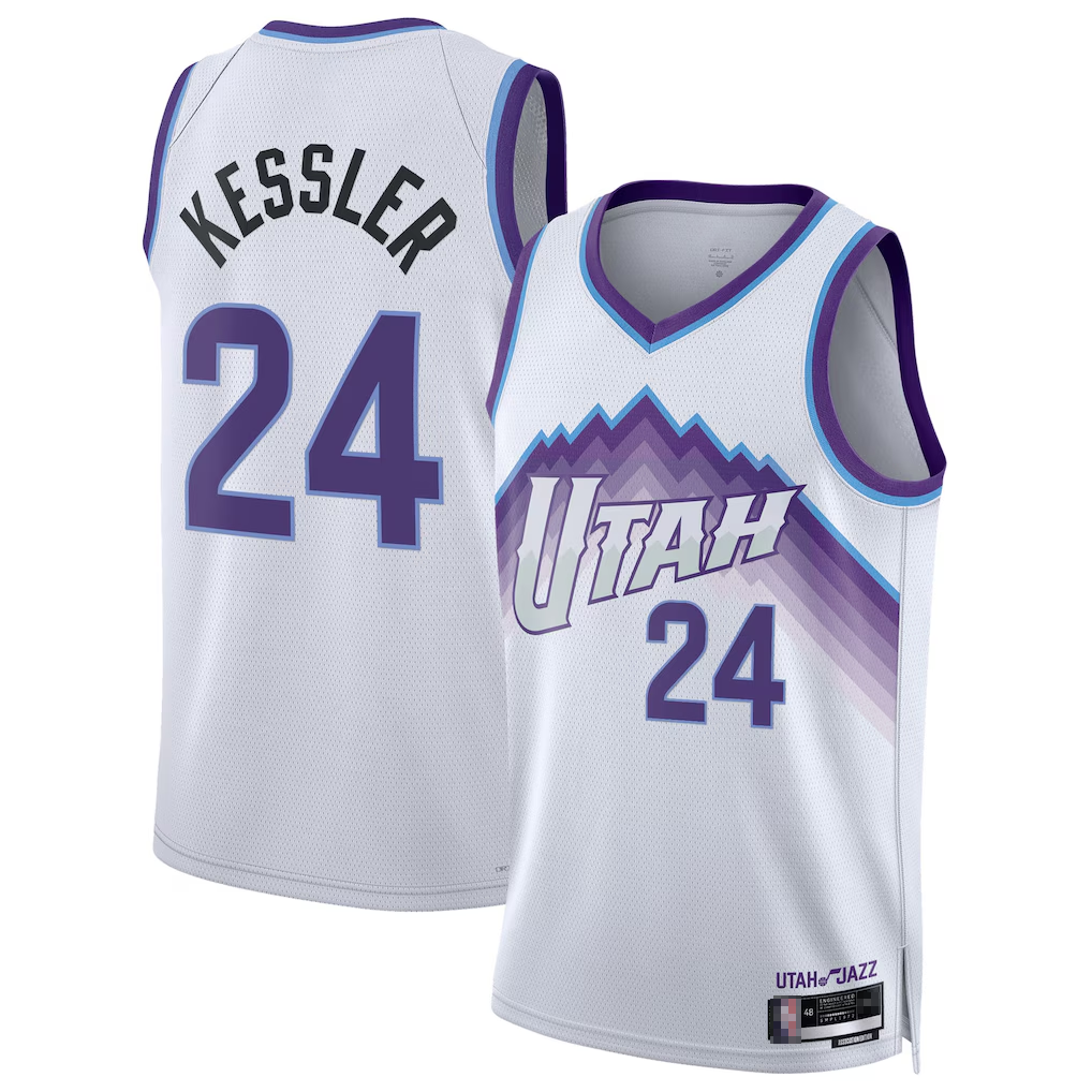 Trusc U.Jazz #24 Walker Kessler White Swingman Jerseys - Association Editio