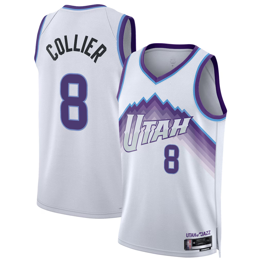 Trusc U.Jazz #8 Isaiah Collier White Swingman Jerseys - Association Edition