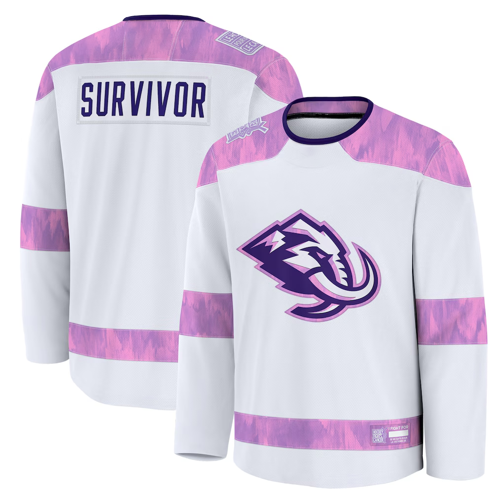 Trusc U.Mammoth White Hockey Fights Cancer Survivor Practice Jerseys