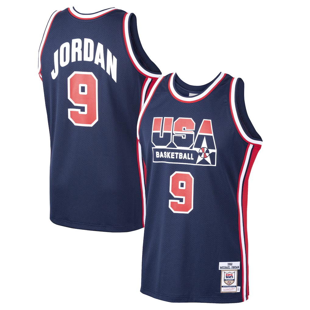 Trusc USA Basketball #9 Michael Jordan Mitchell & Ness Navy Home 1992 Dream Team Authentic Jerseys