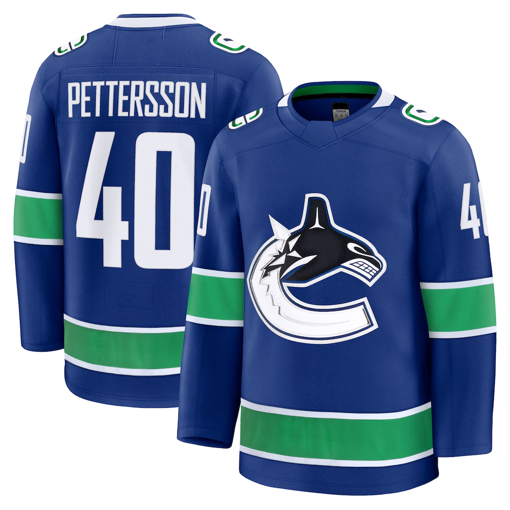 Trusc V.Canucks #40 Elias Pettersson Blue Home Premium Jerseys