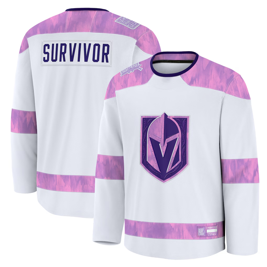 Trusc V.Golden Knights White Hockey Fights Cancer Survivor Practice Jerseys