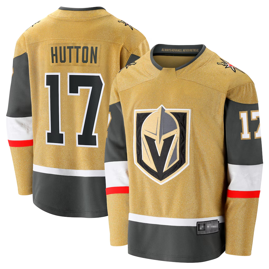 Trusc V.Golden Knights #17 Ben Hutton Gold Home Premier Breakaway Player Jerseys