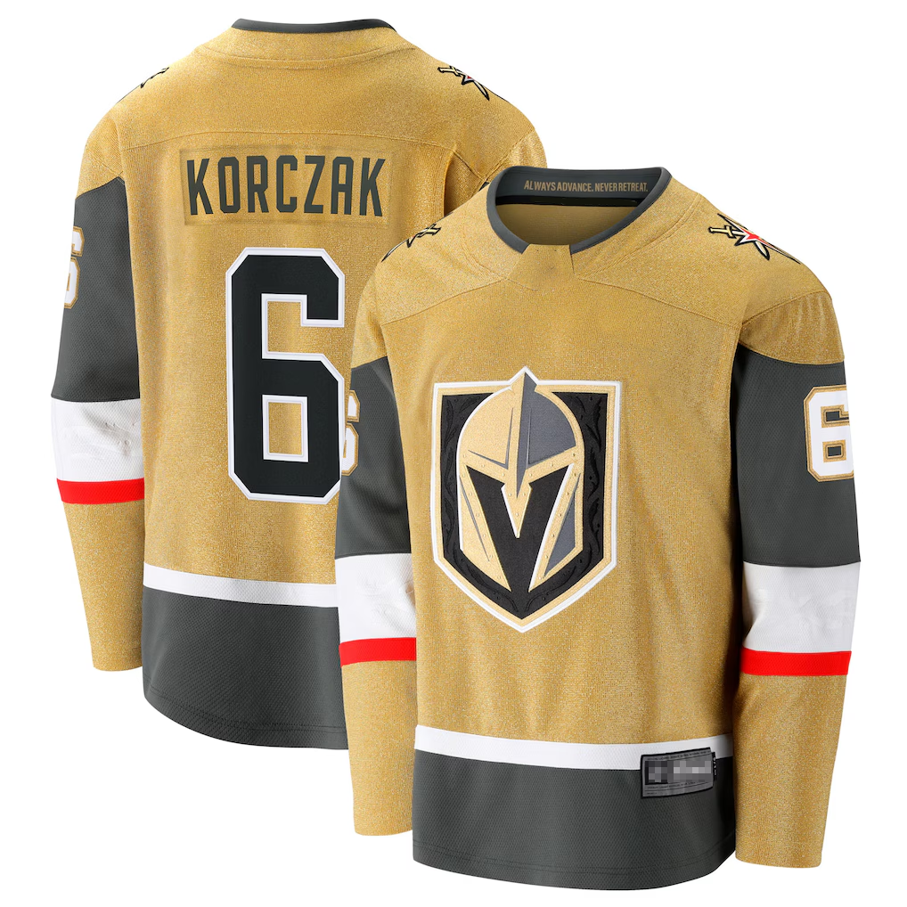 Trusc V.Golden Knights #6 Kaedan Korczak Gold Home Breakaway Jerseys