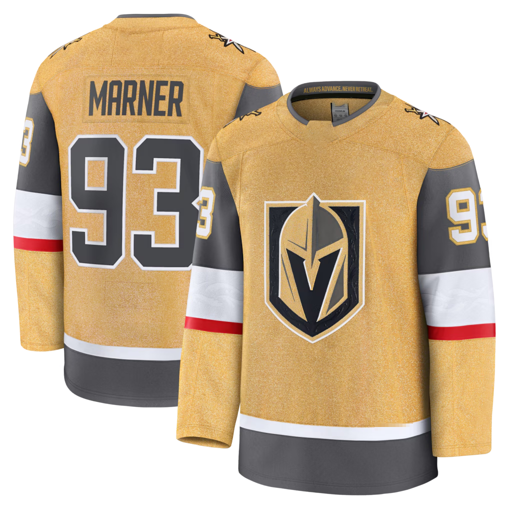Trusc V.Golden Knights #93 Mitch Marner Gold Home Premium Jerseys