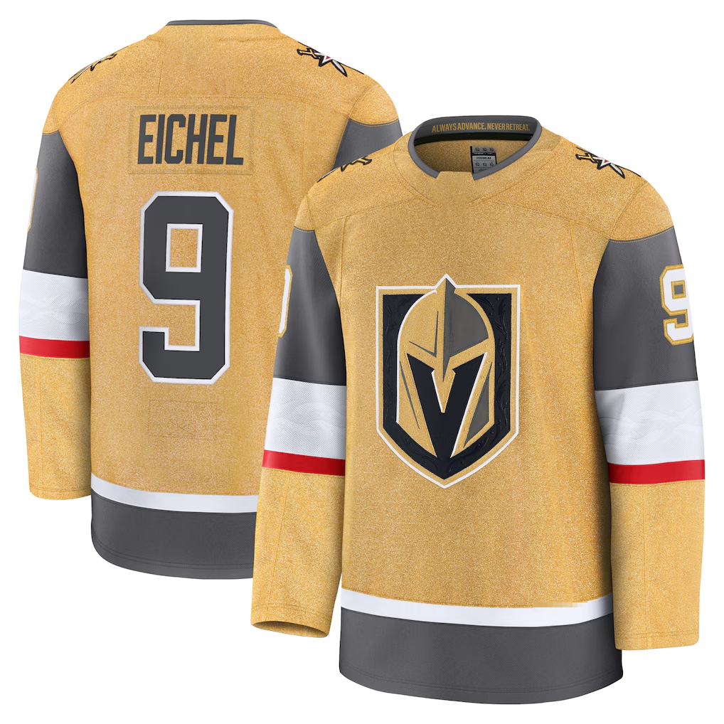 Trusc V.Golden Knights #9 Jack Eichel Gold Home Premium Jerseys