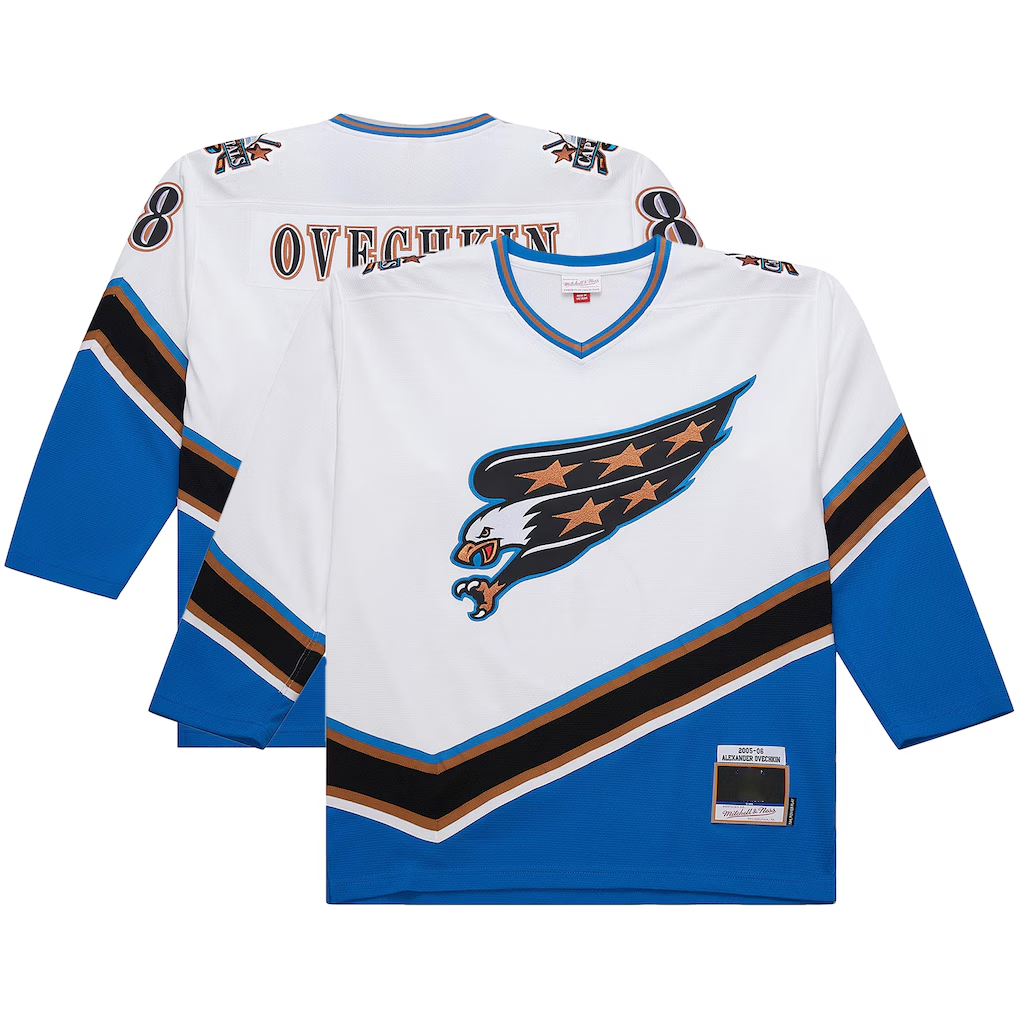 Trusc W.Capitals Alexander Ovechkin Mitchell & Ness White Big & Tall 2005-06 Power Play Jerseys