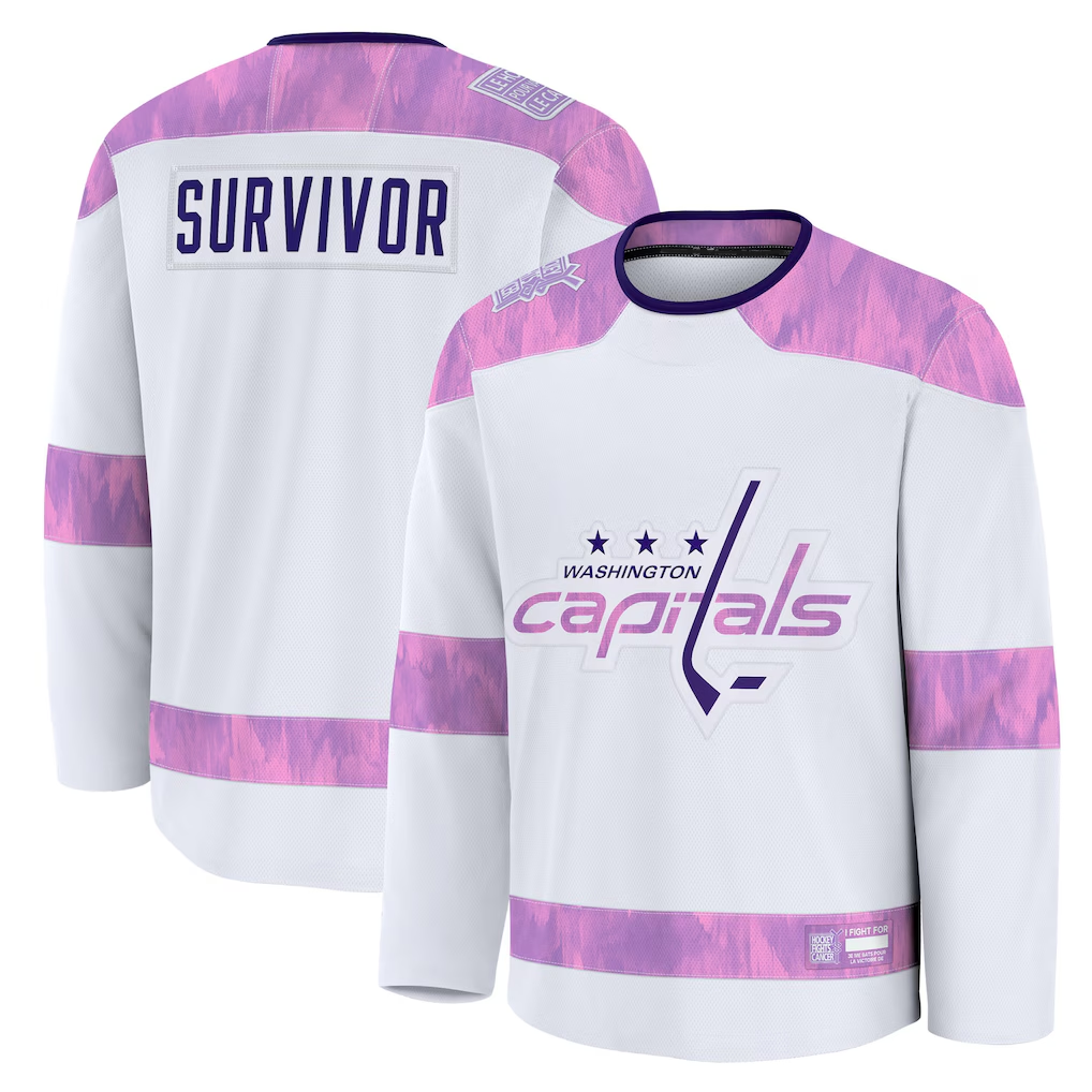 Trusc W.Capitals White Hockey Fights Cancer Survivor Practice Jerseys