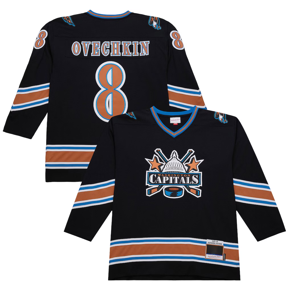 Trusc W.Capitals #8 Alexander Ovechkin Mitchell & Ness Black 2005-06 Power Play Jerseys