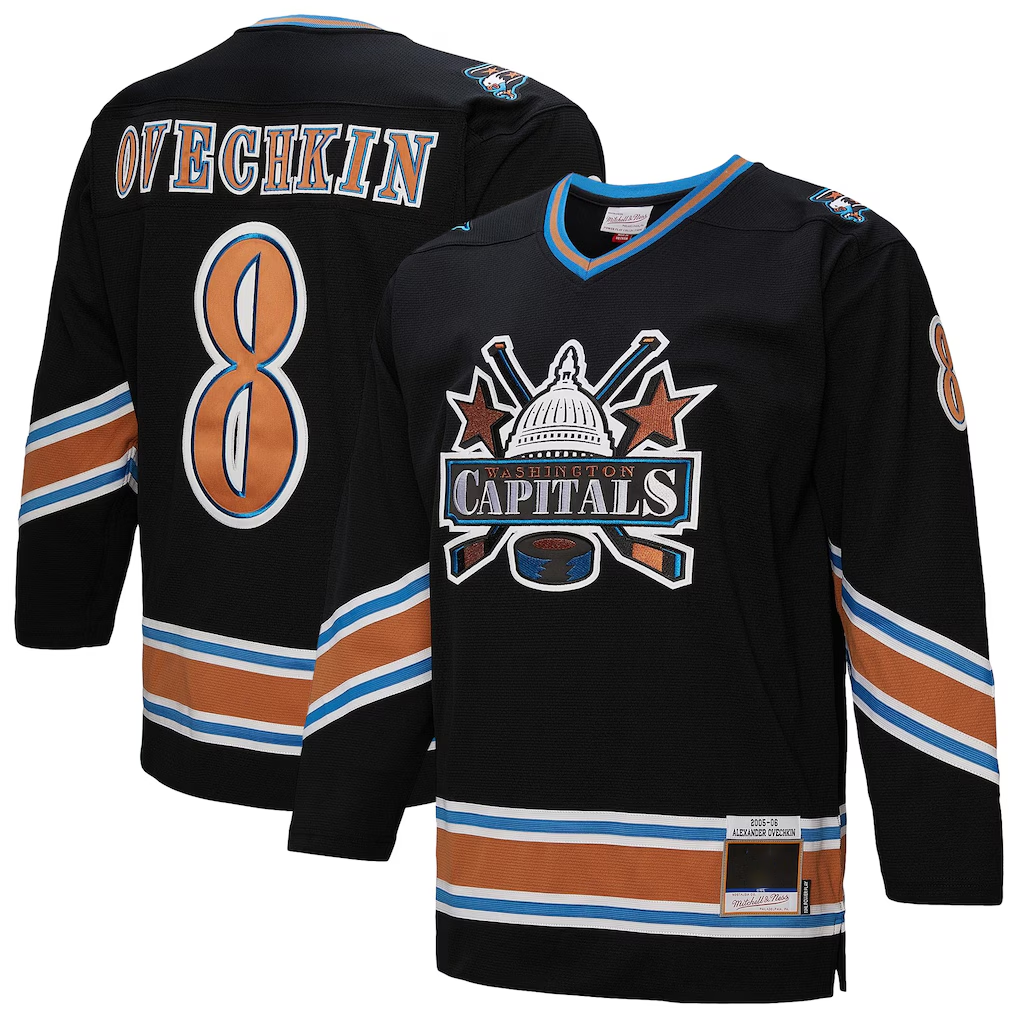 Trusc W.Capitals #8 Alexander Ovechkin Mitchell & Ness Black 2005-06 Power Play Jerseys