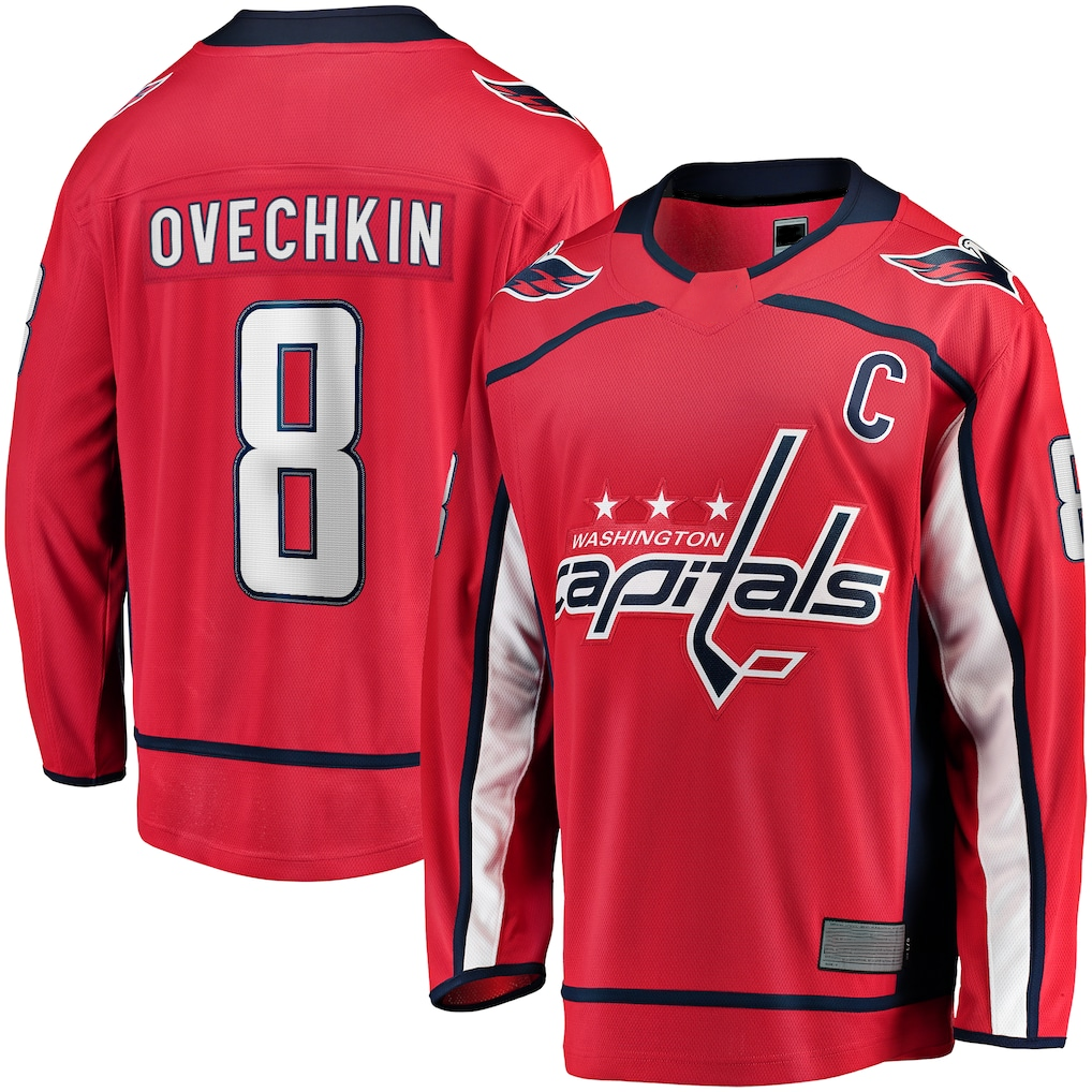 Trusc W.Capitals #8 Alexander Ovechkin Red Captain Patch Home Breakaway Jerseys