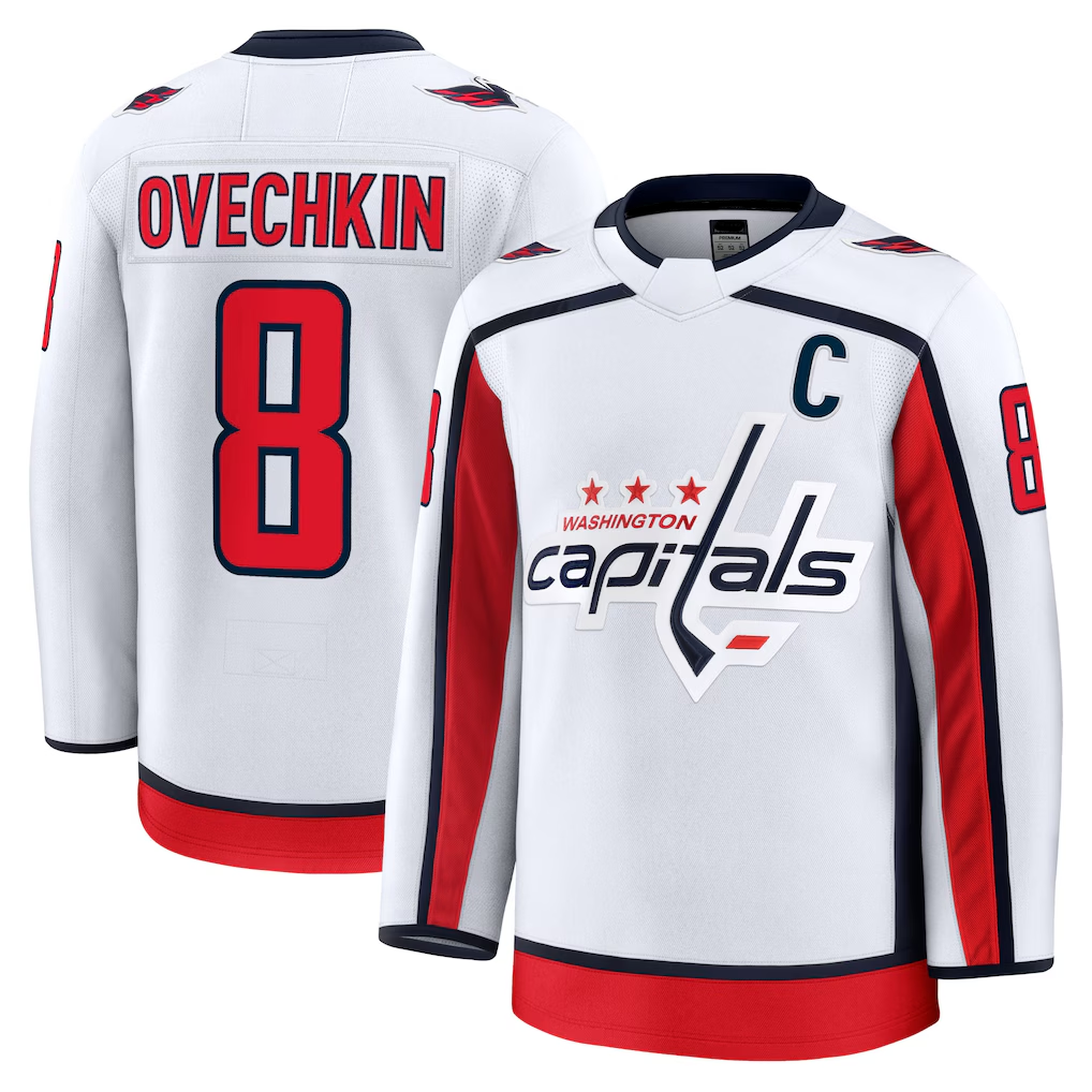 Trusc W.Capitals #8 Alexander Ovechkin White Away Premium Jerseys