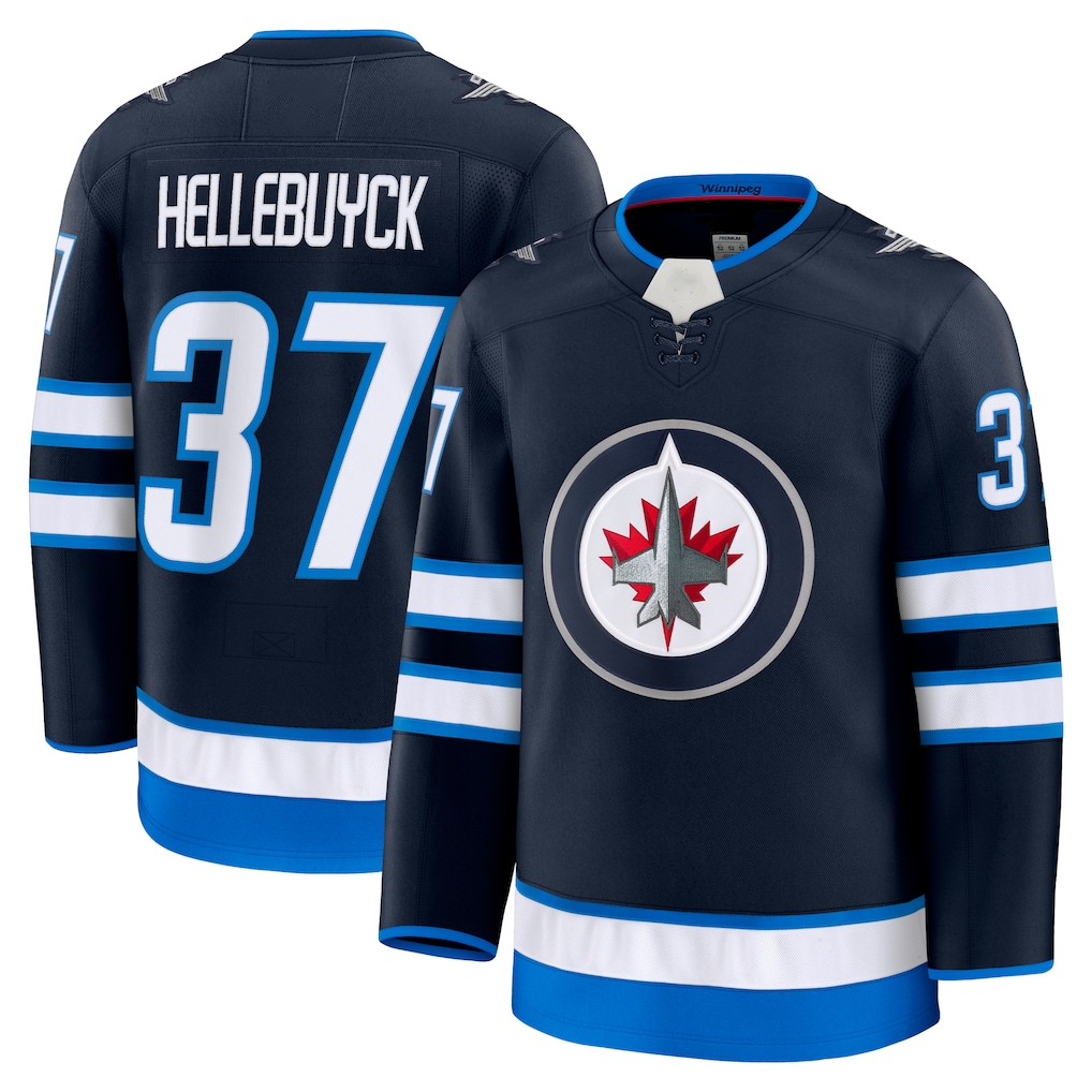 Trusc W.Jets #37 Connor Hellebuyck Navy Home Premium Jerseys