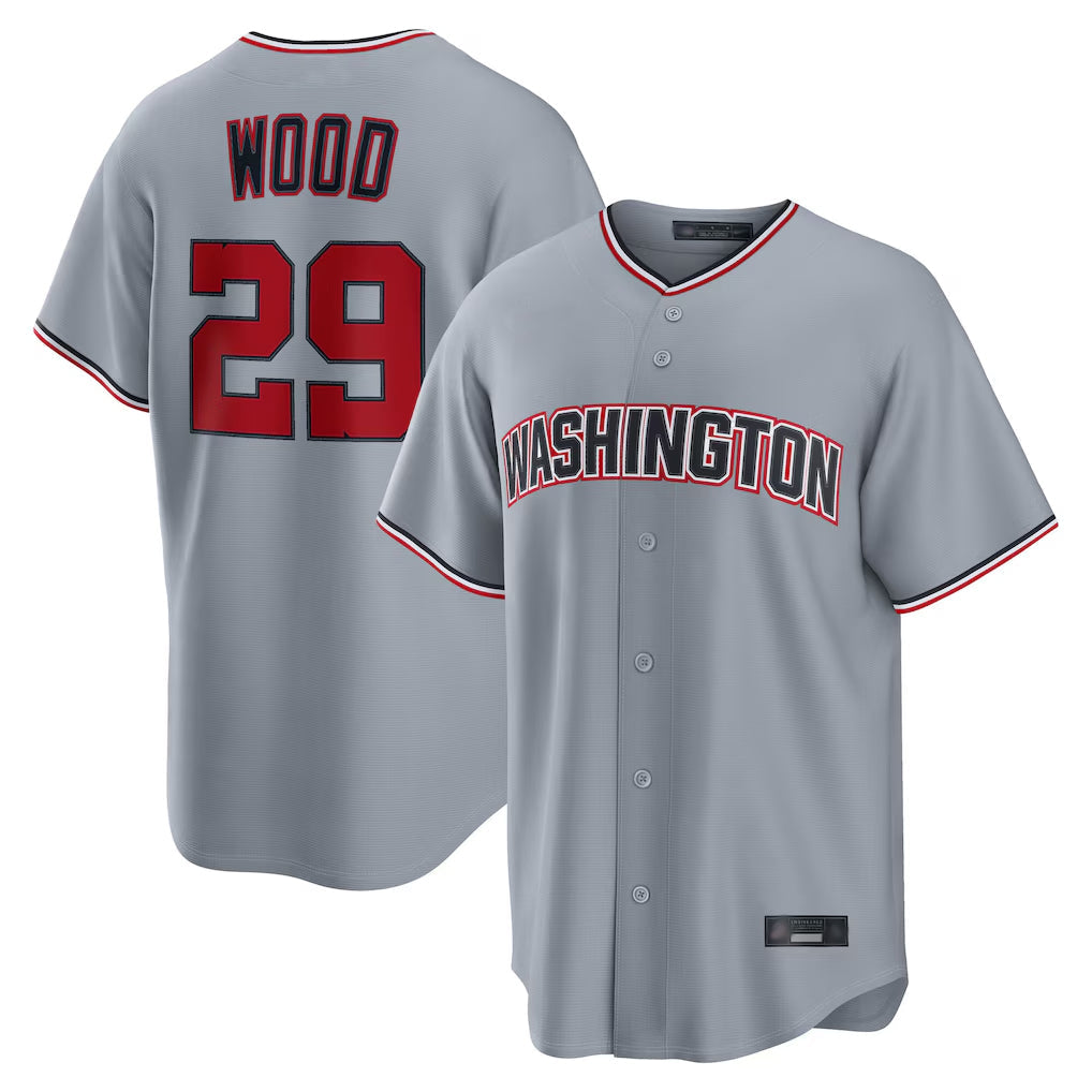 Trusc W.Nationals #29 James Wood Player Gray Road Replica Stitched Jerseys