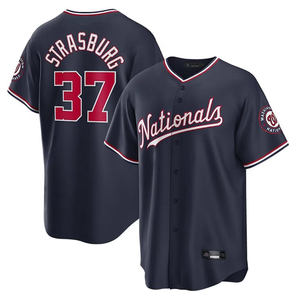 Trusc W.Nationals #37 Stephen Strasburg Player Navy Replica Stitched Jerseys