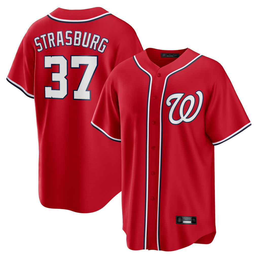 Trusc W.Nationals #37 Stephen Strasburg Player Red Alternate Replica Player Game Stitched Jerseys