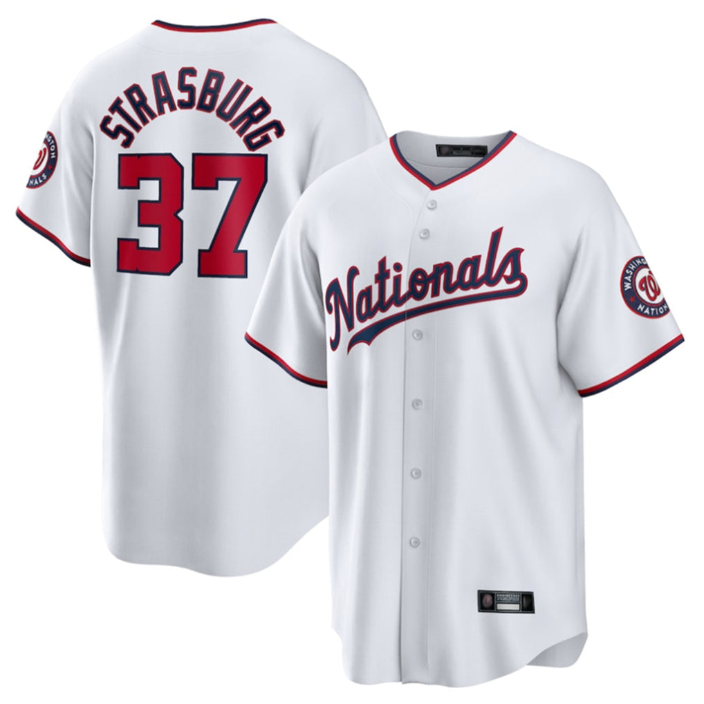 Trusc W.Nationals #37 Stephen Strasburg Player White Home Game Stitched Jerseys
