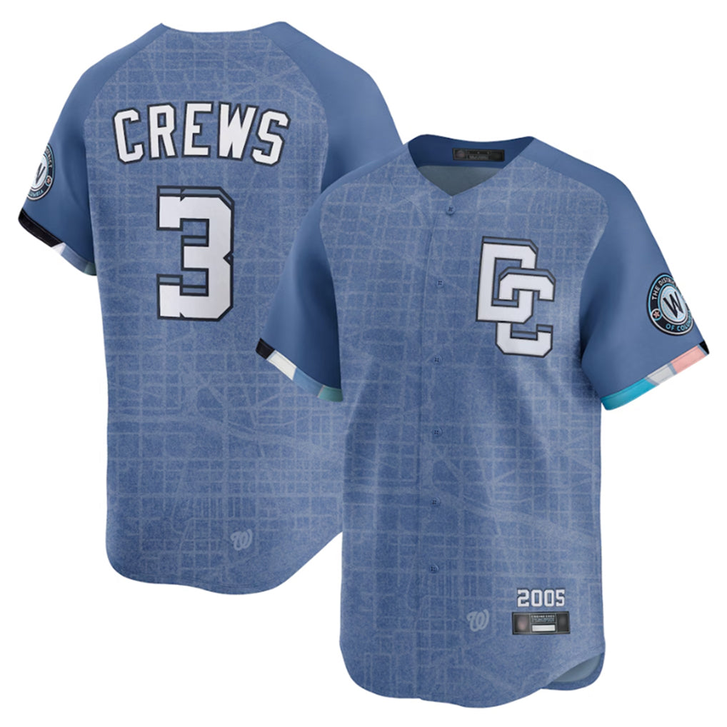 Trusc W.Nationals #3 Dylan Crews Player Blue Limited City Connect Stitched Jerseys