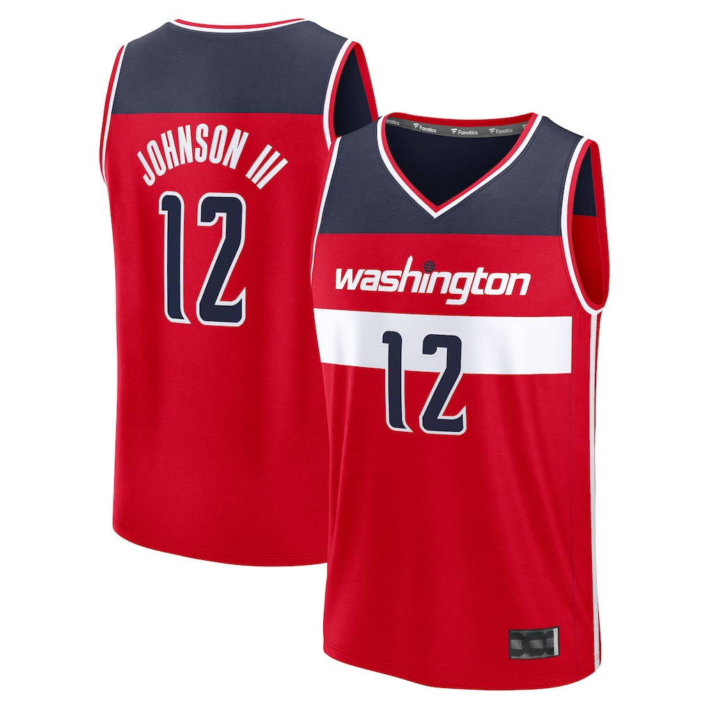 Trusc W.Wizards #12 Tre Johnson III Red 2025  Draft First Round Pick Fast Break Replica Jerseys - Icon Edition