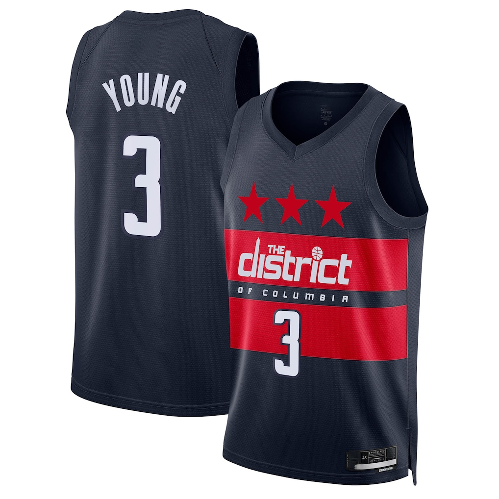 Trusc W.Wizards #3 Trae Young Navy Swingman Jerseys - Statement Edition